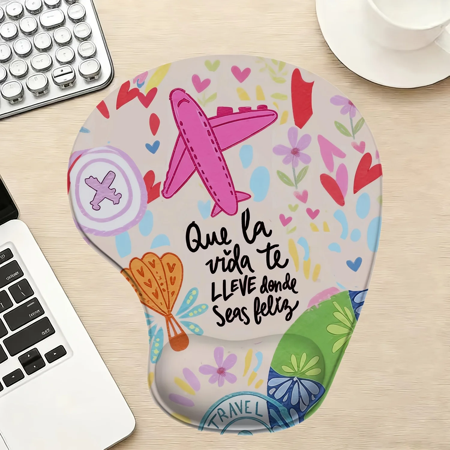 1-Piece Airplane-Shaped Mouse Pad with Cartoon Animal Design, Silicone Wrist Rest, Keyboard Hand Pad, Suitable for Desktop Use and Office Supplies, Attractive Appearance and Durable