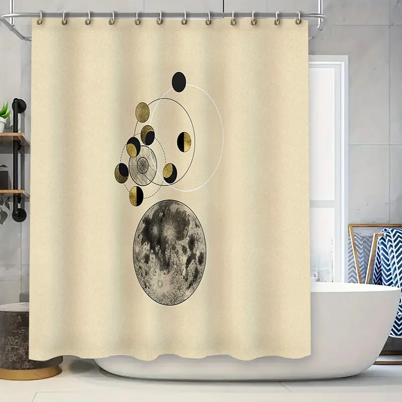 

Moon Phase Shower Curtain Set Celestial Decor Galaxy Space Universe Bathroom Decor Modern Abstract Art Home Textile