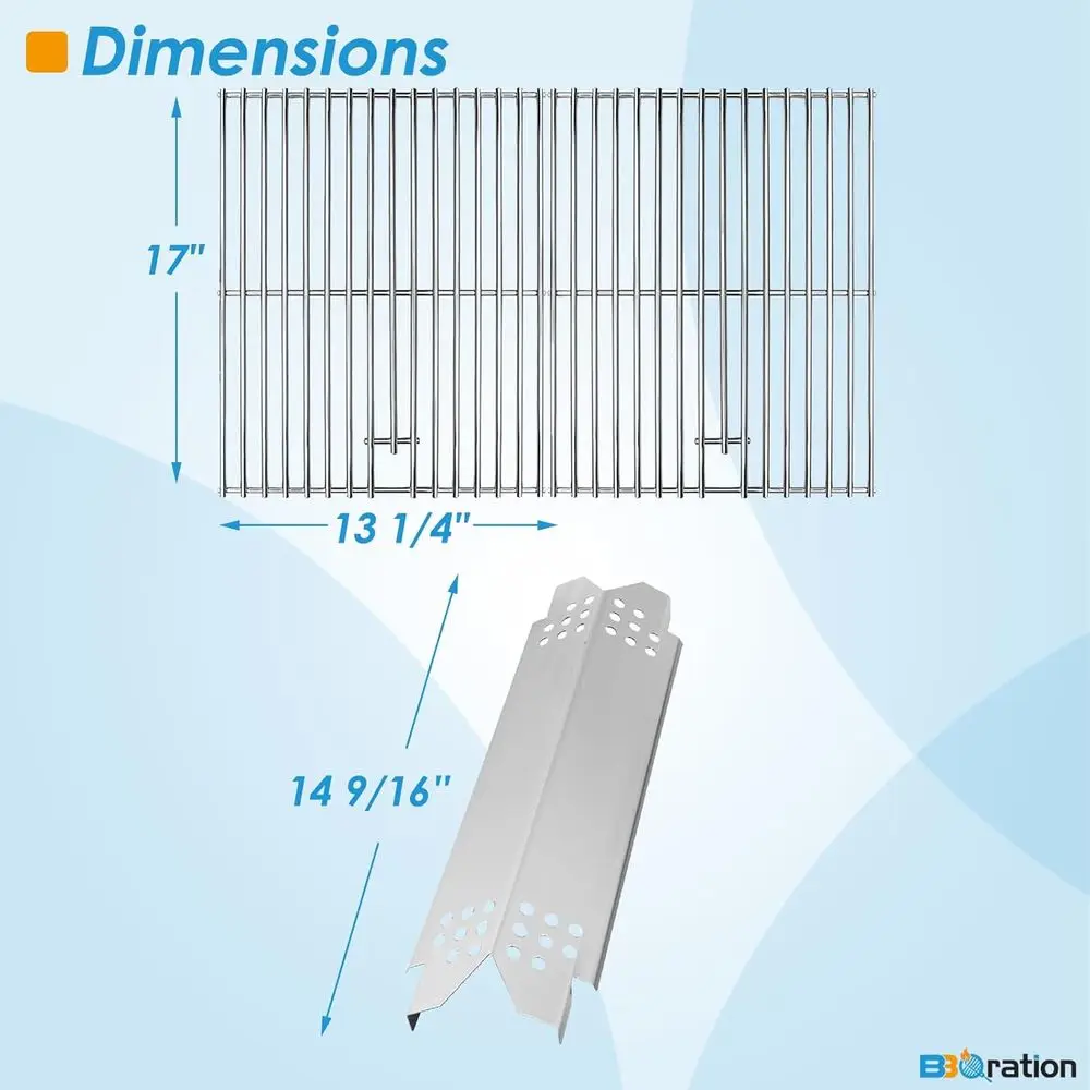 Nexgrill Kit de remplacement de gril à 4 brûleurs : boucliers thermiques et grilles de cuisson pour les modèles 720-0888S, 720-0888N, 720-0888, 720-0830H, 7