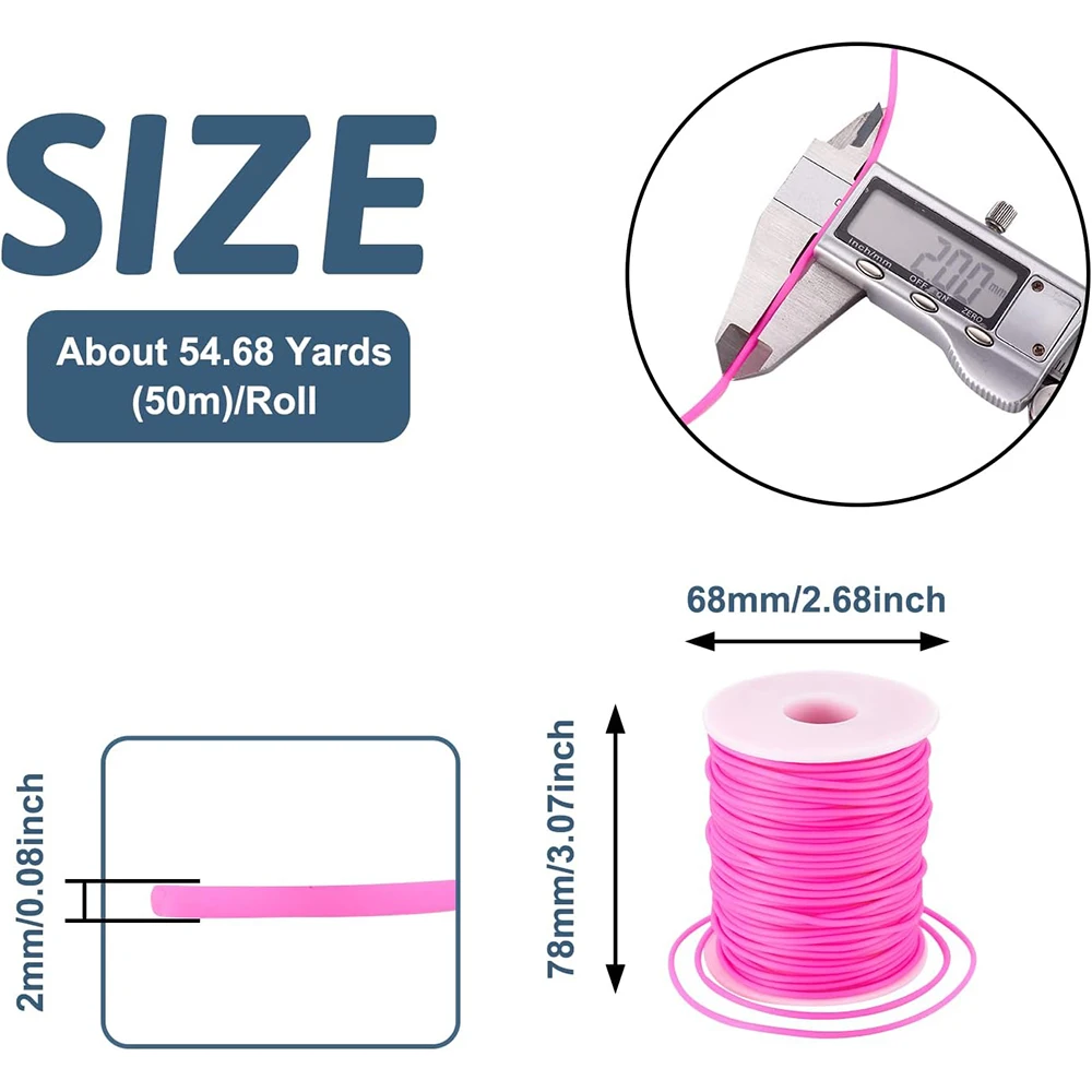 1 Roll Hollow Pipe Rubber Barber Cord for Knitting Tubing Rubber Cord with Spool for Bracelet Jewelry Making DIY Crafts