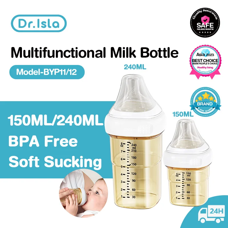 Dr.isla Baby Bottle PPSU Anti-Colic Teeth Guard Feeding Bottle Bacteriostat Antifall Nursing Bottle 150ml/240ml Safety BPA Free