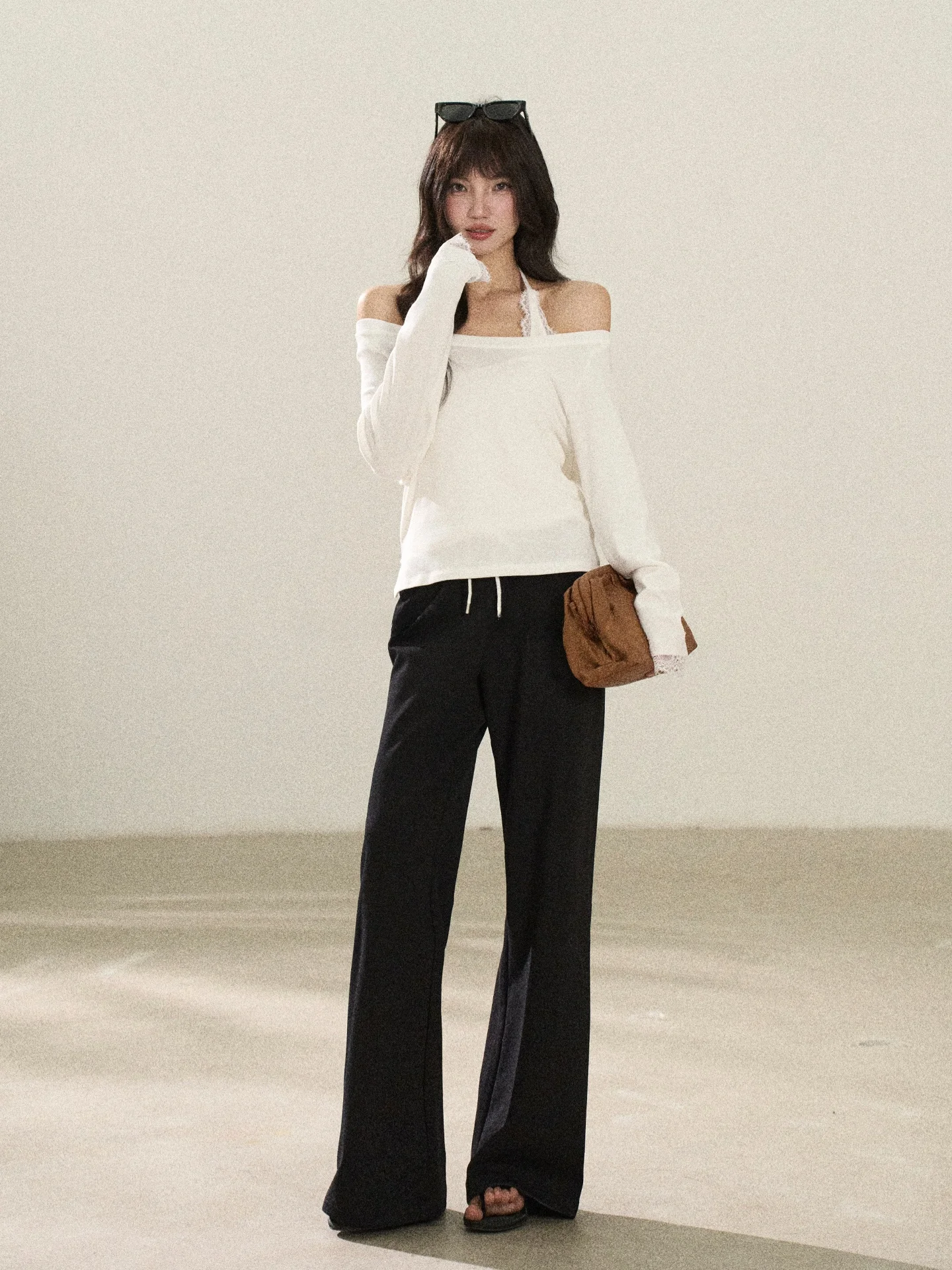 

Высококачественные спортивные повседневные широкие брюки для женщин, весенние свободные брюки с поясом, корейский стиль, прямой крой, смесовая хлопковая ткань