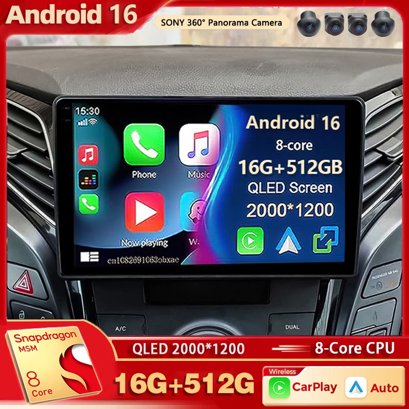 Автомагнитола Android 16 Qualcomm для Hyundai i40 2011-2019, 2K QLED, мультимедийный видеоплеер, GPS, AI Voice, CarPlay, головное устройство
