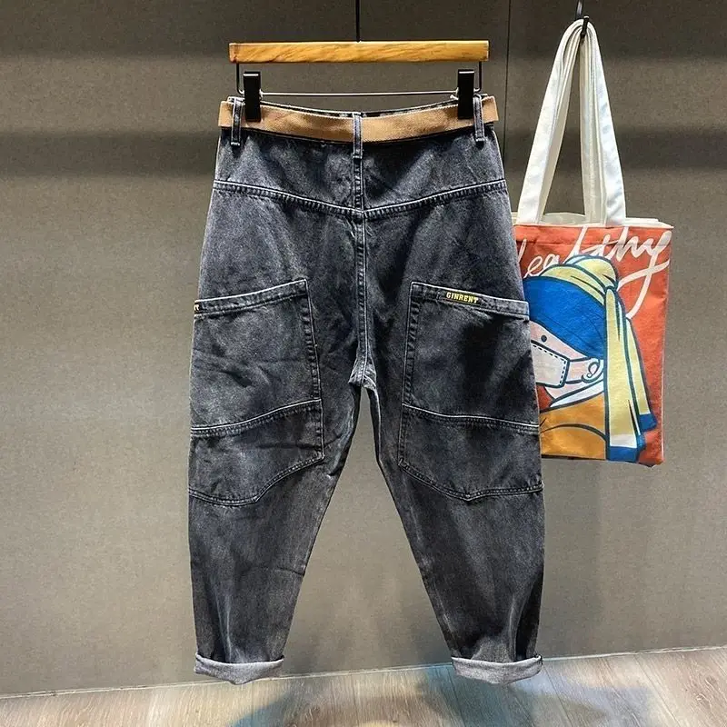 Luxury Brand Copy Clothes Large Pocket Wide Leg Harlan Jeans Cowboys Spring Autumn Brand High Street Loose Tooling Trousers
