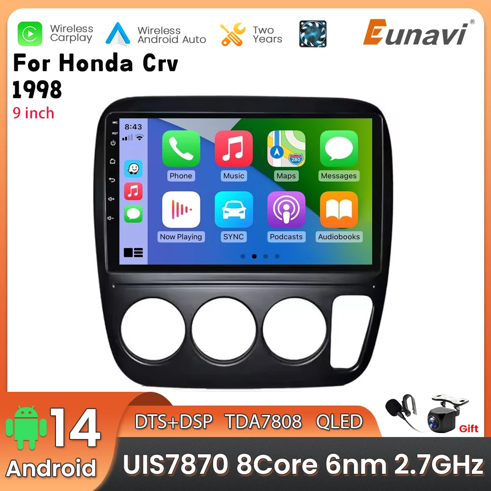 Android 14 2 Din Car Multimedia Player For Honda CRV 1998 Head Unit Stereo GPS Navigation BT WIFI