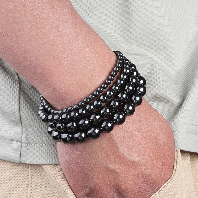 

Black Gallstone Hematite Bracelet Protection Terahertz Black Bile Hematite Single Circle Bead Bracelet