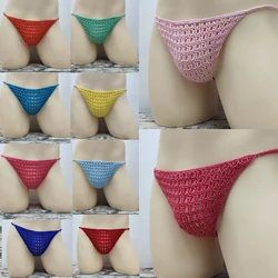 Hand  Crochet Unisex Sexy Thong Men Underwear Shorts Super Sunbathing