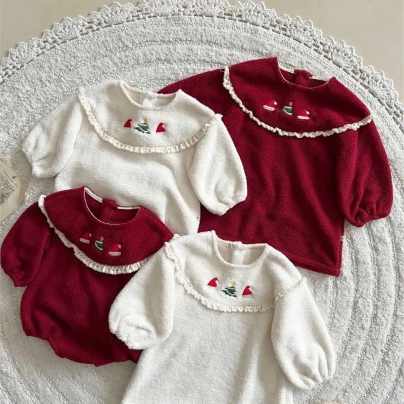 pasgeboren baby jongen meisje xmas fleece romper lange mouw baby peuter kind jumpsuit lente herfst winter casual babykleertjes 0-2y