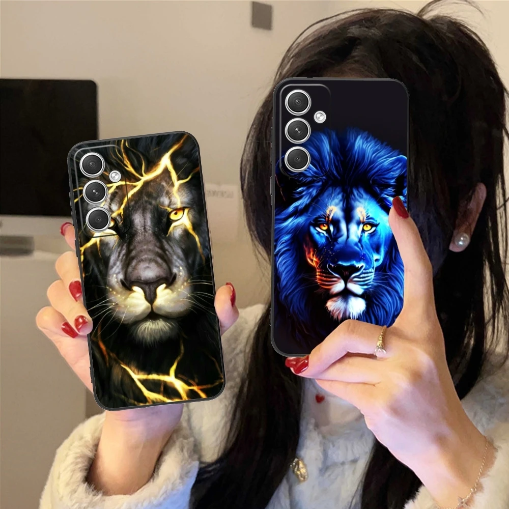 Lion PaintingLuxury Mobile Cell Phone Case for Samsung Galaxy S24 S23 S22 S21 S20 S10 S9 Plus FE Ultra Lite Black Cover Shell