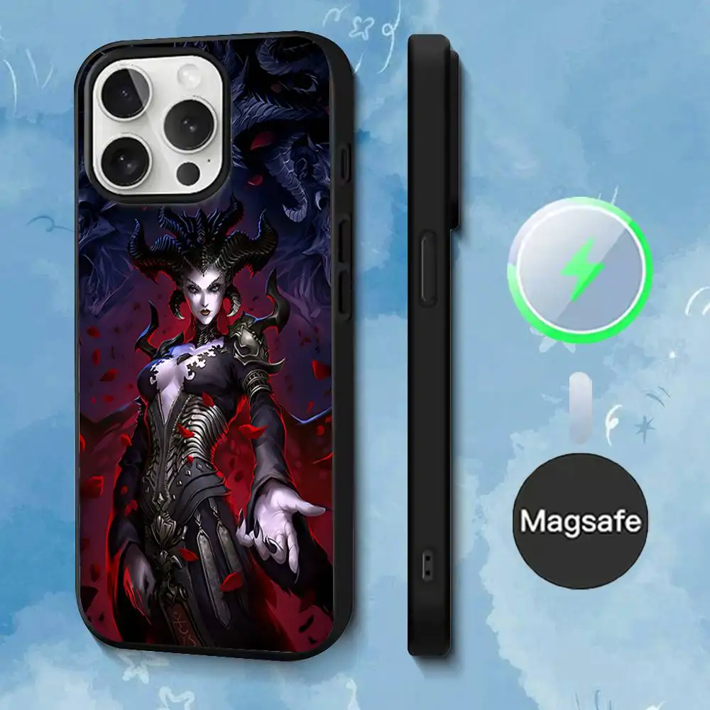 Casing Ponsel Game D-Diablo IV Untuk iPhone 17,16,15,14,13,12,11,Pro,Max,Plus,Mini,SE4,E Pengisian Daya Nirkabel Magnetik Magsafe