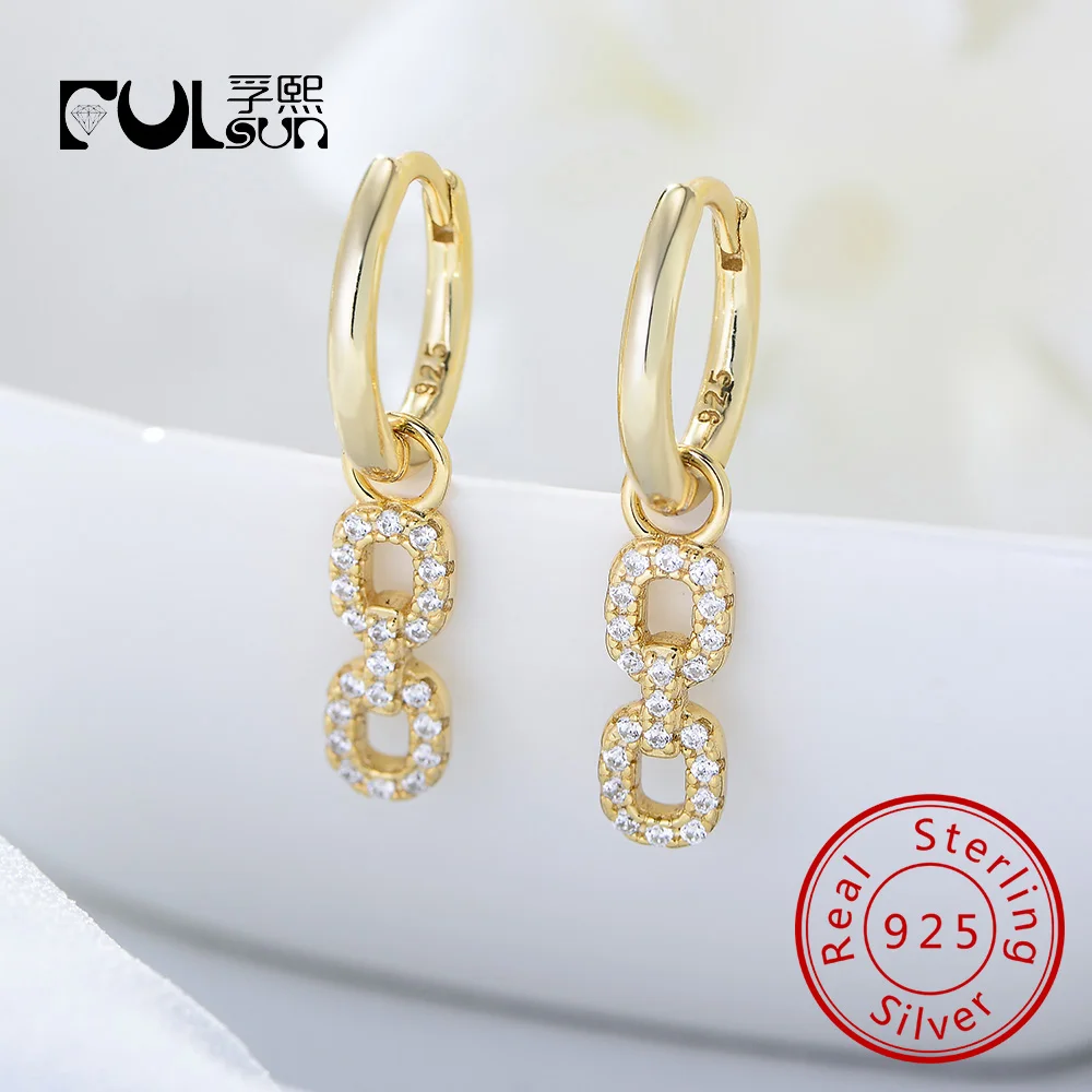 

Изящные ювелирные изделия, позолоченные 14 карат, стерлинговое серебро S925, серьги-капли с люстрой, тройной ободок, серьги Huggies с фианитом «Бесконечность»