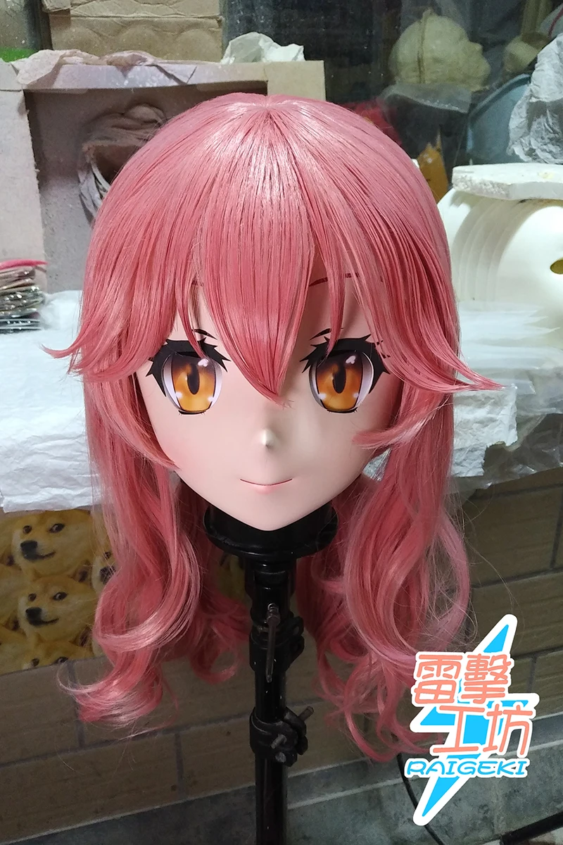 

(LJ-124) Customize Character Female/Girl Resin Kig Full Head With Lock Anime Cosplay Japanese Anime Kigurumi Mask