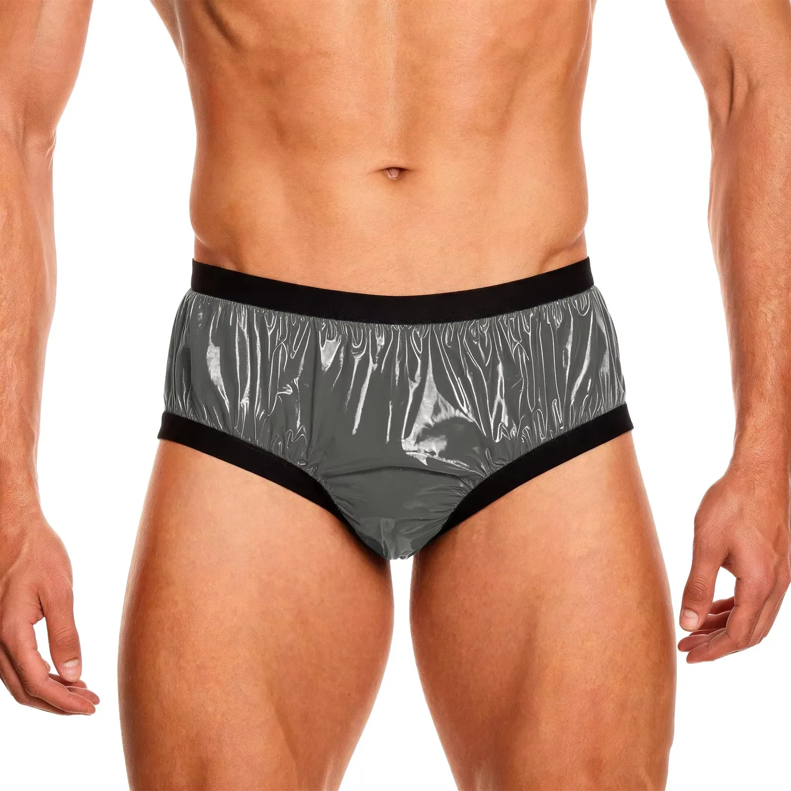 Adults Glossy Diaper Cover Boxer Shorts Waterproof Adaptive Underwear Elderly Nursing Shorts Anti-leak Briefs  for Special Needs
