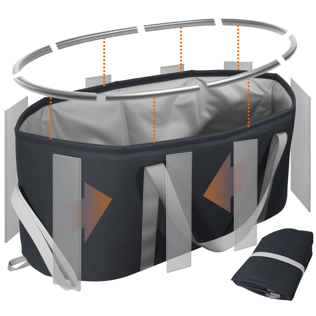 

Foldable Laundry Basket 98.8L Waterproof Oxford Cloth Collapsible Laundry Basket with Plastic Supports on the Opening and Sides