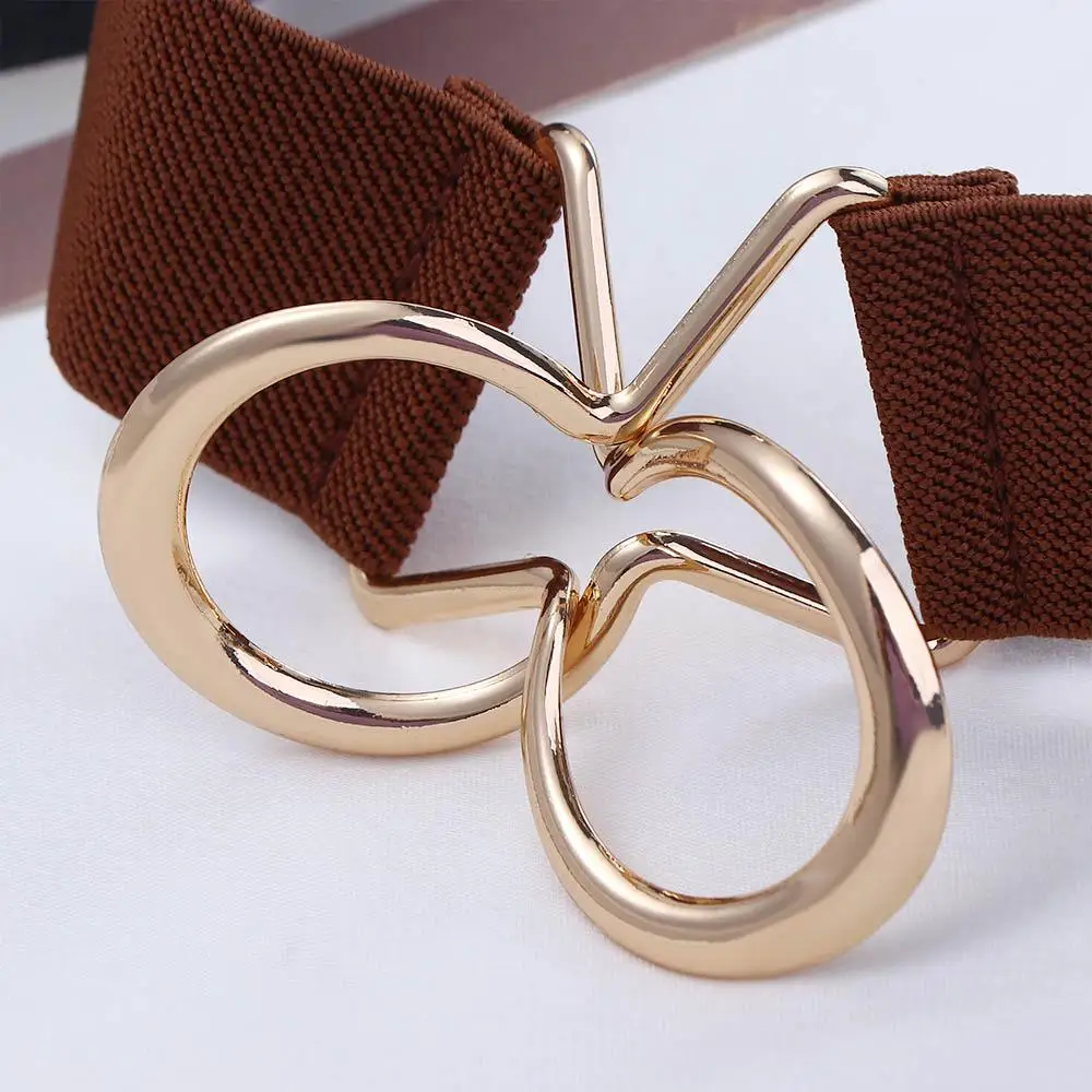 بلون مشبك معدني عقدة فستان الديكور النساء حزام خصر مرن حزام الخصر الإناث الخصر الذهب مشبك دائري حزام