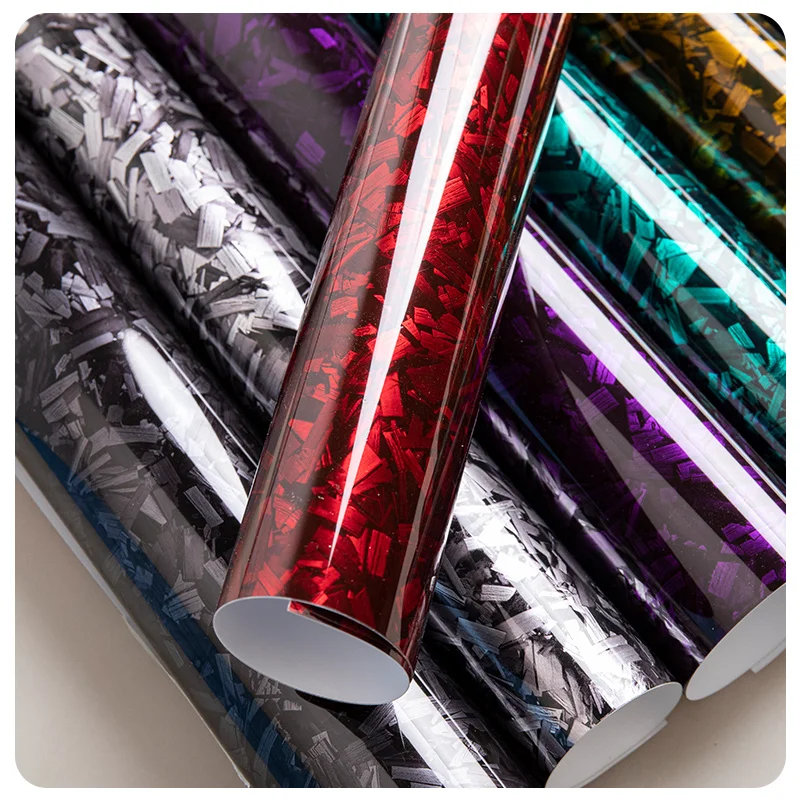 High Quality Pet Light Hologram Gold Silver Rainbow forged carbon laser ethylene packaging roll embossed car packaging foil