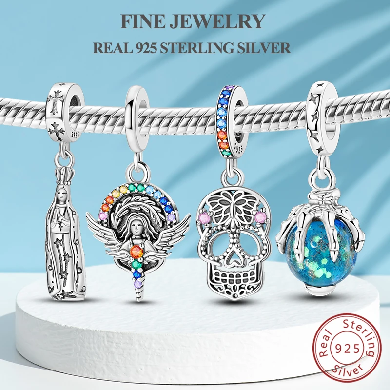 

Charms Beads 100% 925 Sterling Silver Lady Justice Skull Dragon Claw Pendant Fit Original Bracelet Bangle Woman DIY Jewelry Gift
