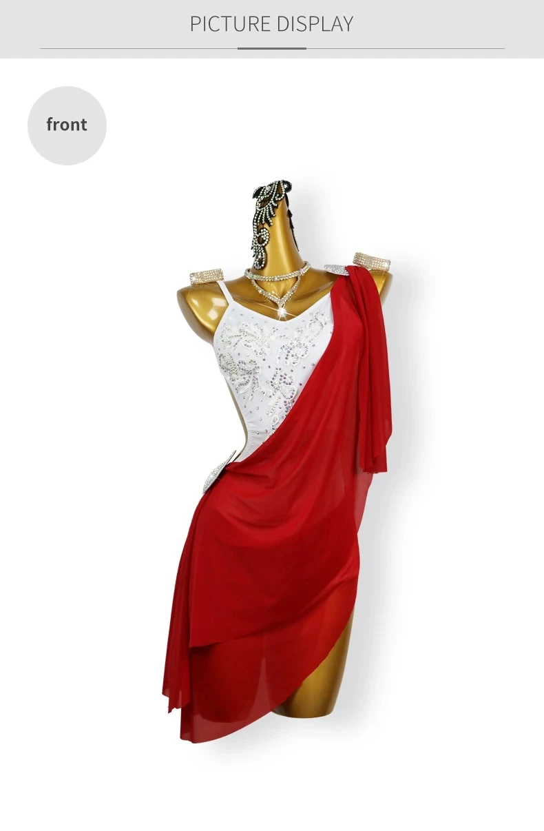 Lateinamerikanisches Tanzkleid, Sport-Party-Kostüm, Mädchen-Cabaret-Anzug, Ballkleid mit Fransen, elegante Damen-Wettbewerbskleidung, sexy Abendkleidung – Detail 7