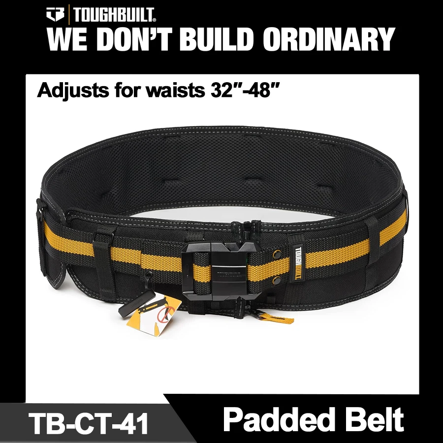 TOUGHBUILT Padded Belt with Heavy Duty Clip Buckle and Back Support Construction Work Belts TB-CT-41