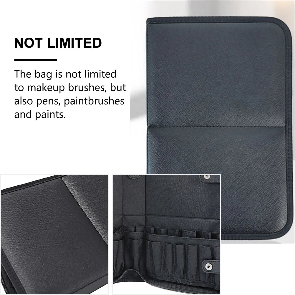 

29 Holes Makeup Brush Bag Black Large Capacity Portable ganizer Case for Brushes Pens Paintbrushes Travel Storage Solution