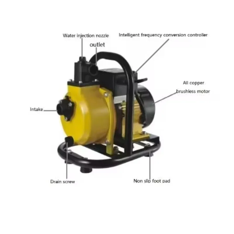 Brushless DC 1inch Agricultural Irrigation Large Flow Pump Solar Self Priming Pump Self-Priming Centrifugal Pump Custom Logo