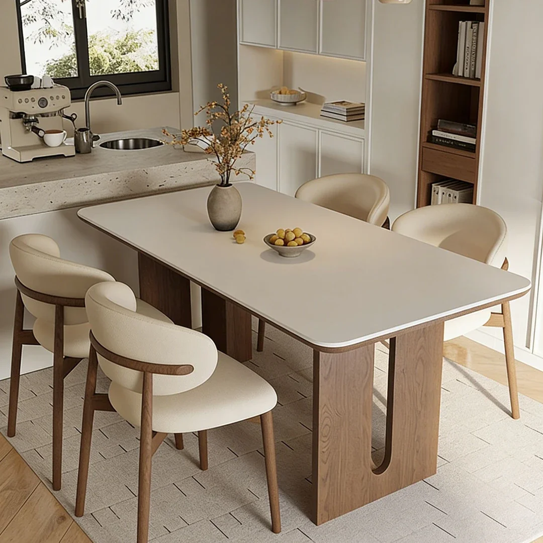 Sintered stone dining table, home small apartment table and chair combination, rectangular dining table