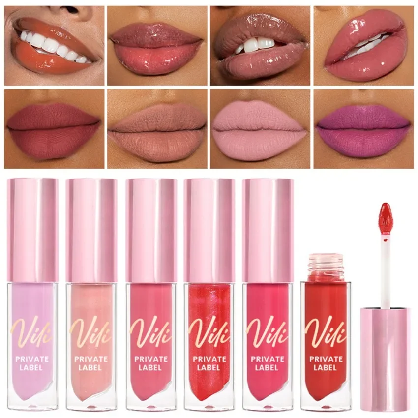 48 Color Private Label 6ml Lip Gloss Custom Logo Pigment Long Lasting Waterproof Non-stick Matte Glossy Makeup Wholesale Vegan