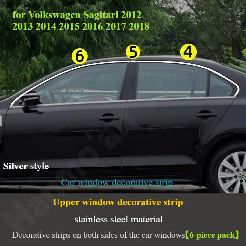 لفولكس واجن ساجيتارل 2012 2013 2014 2015 2016 2017 2018 نافذة/باب نافذة حافة شريط زخرفي/فولاذ مقاوم للصدأ شريط مشرق #6