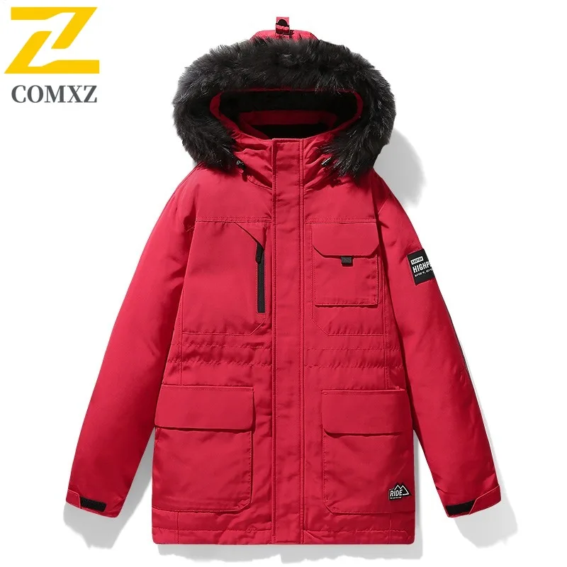 سترة COMXZ للرجال على الطراز الكوري بغطاء للرأس للسفر مقاومة للرياح سترة دافئة بتصميم ياقة ماو خفيفة الوزن ومقاومة للرياح معطف شتوي #5