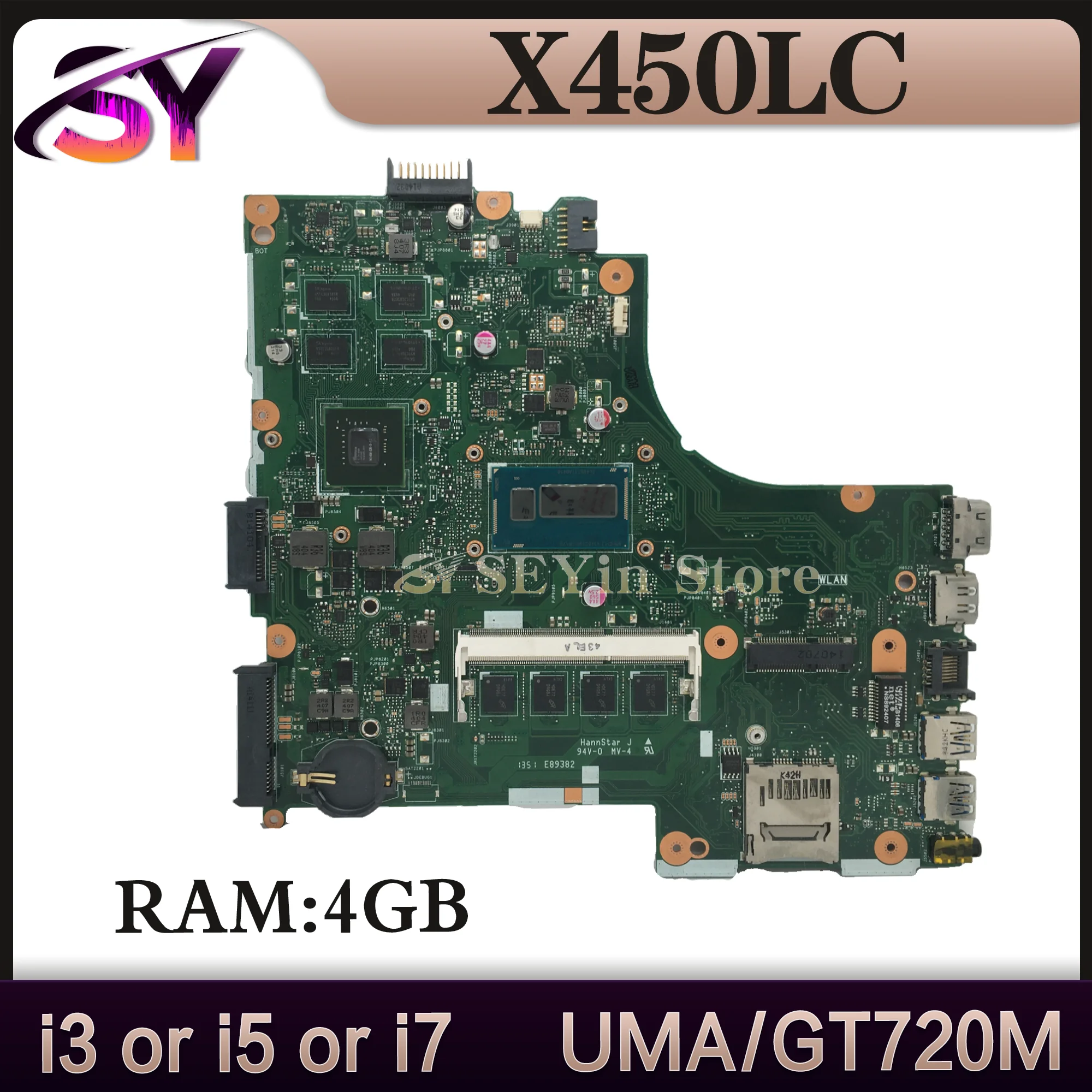 

Laptop Motherboard For ASUS X450LC F450LC D450LC K450LC P450LC X450LA X450LB Notebook Mainboard i3 i5 i7 CPU GT720M 4G/RAM