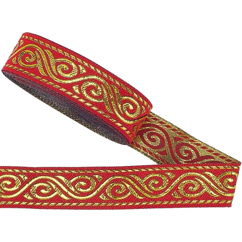 7.6 Metri Doppio Lato Rosso Jacquard Nastro Trim Boho Vintage Ricamato Tessitura Etnico Bordo Tessuto Frangia Tessuto Decorazioni Di Natale