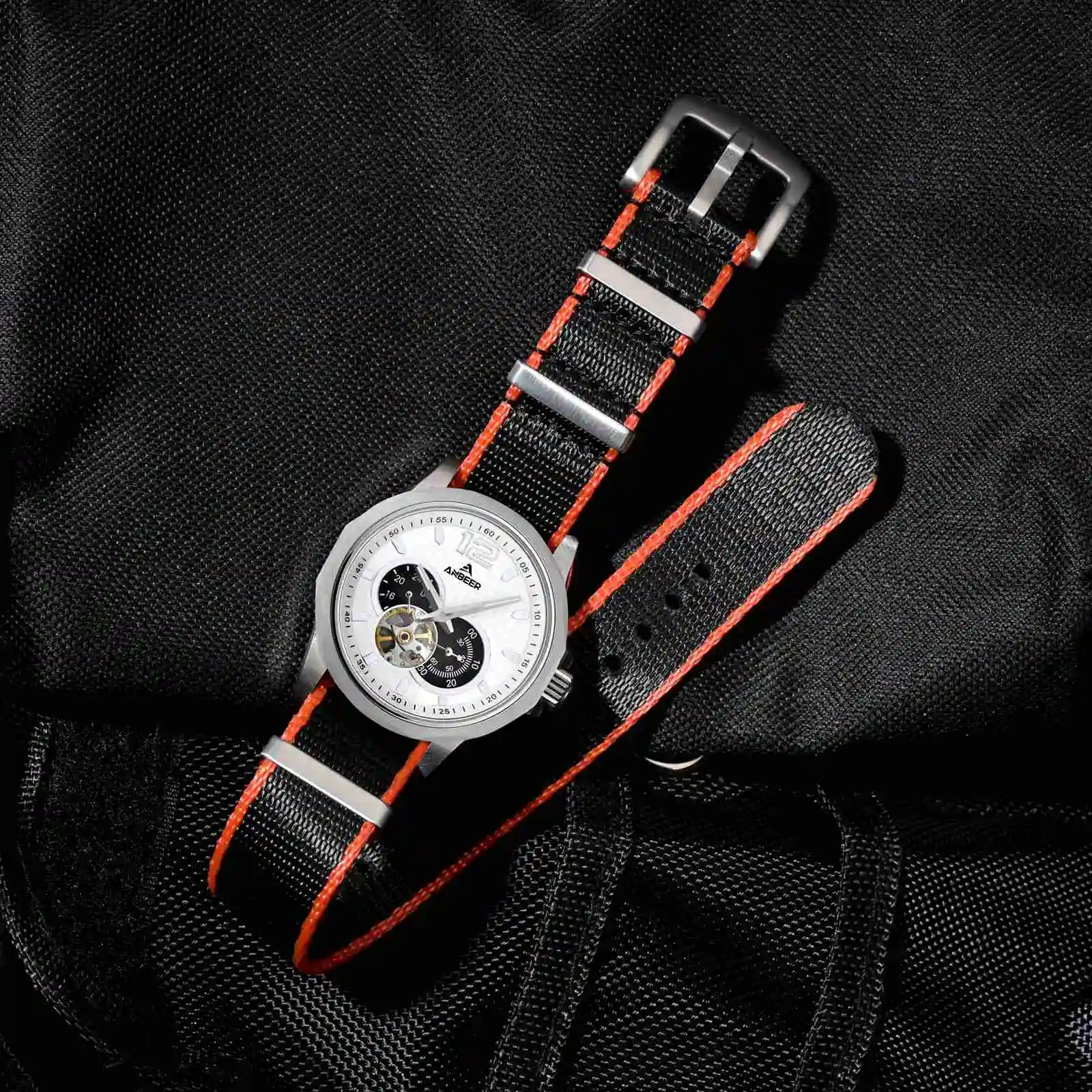 ANBEER Nylon Watch Band 18mm 20mm 22mm Military Fashion Adjustable Watch Straps with Stainless Steel Buckle Include Tools