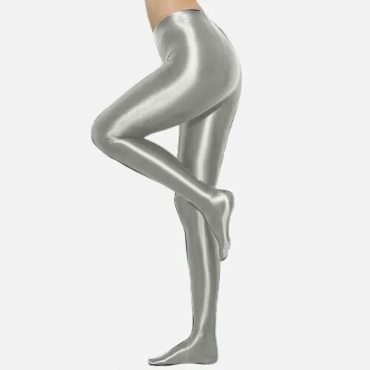 2024 Sexy Men Satin Glossy Opaque Shiny Pantyhose Damen Nylon Glitter Sexy Strümpfe Fitness Japanese High-Waist Elastic Tights