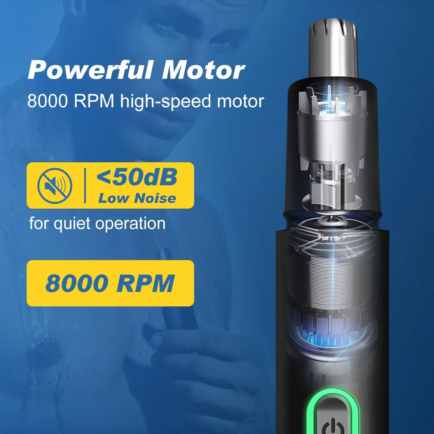 ماكينة تشذيب شعر الأنف الدقيقة – 360 ° ماكينة تشذيب كهربائية آمنة، قابلة لإعادة الشحن عبر USB، مقاومة للماء، للأنف والأذن والحواجب واللحية #5