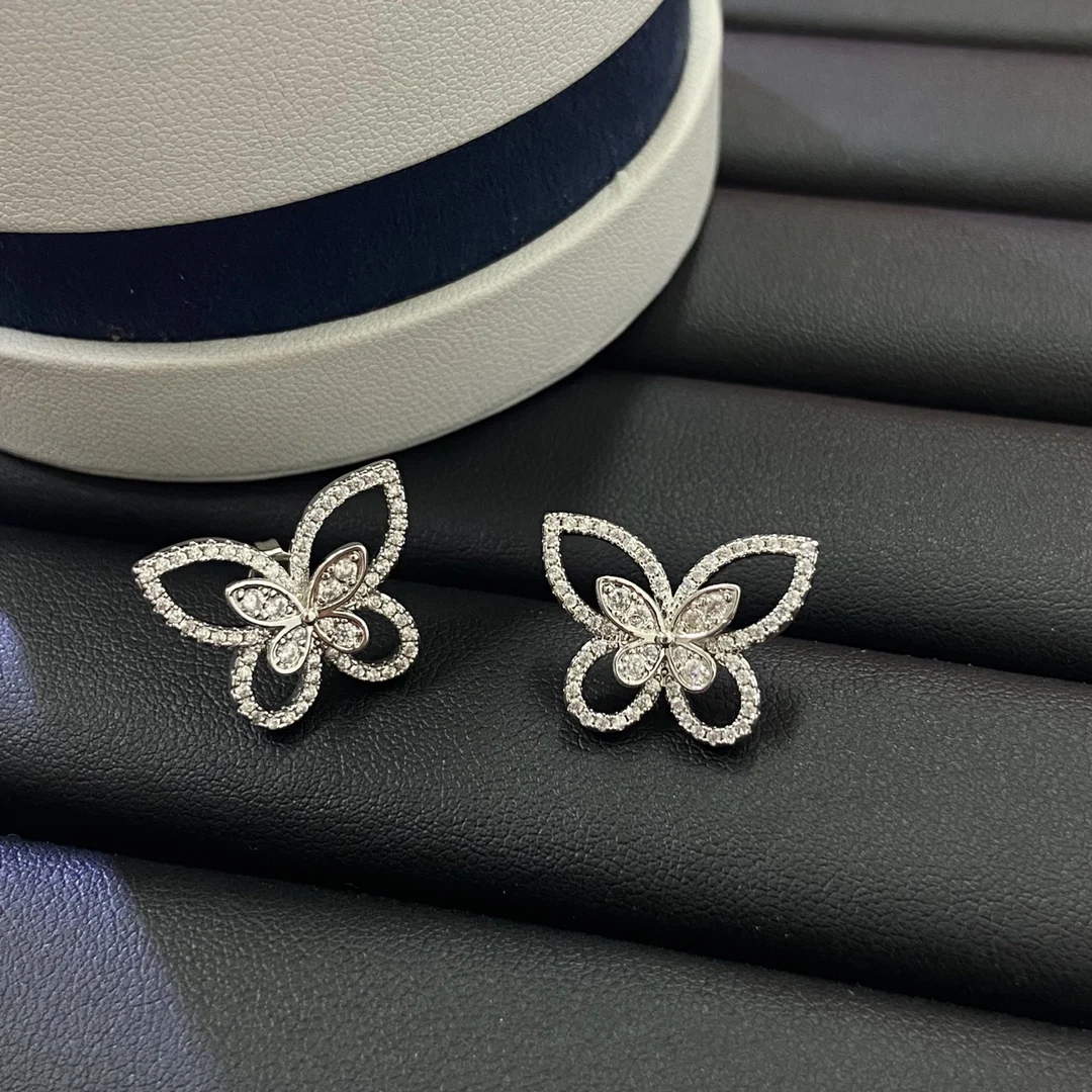 

Selected S 925 Sterling Silver. Not allergic and not fading. Hollow out design butterfly earrings for women. exquisite gift