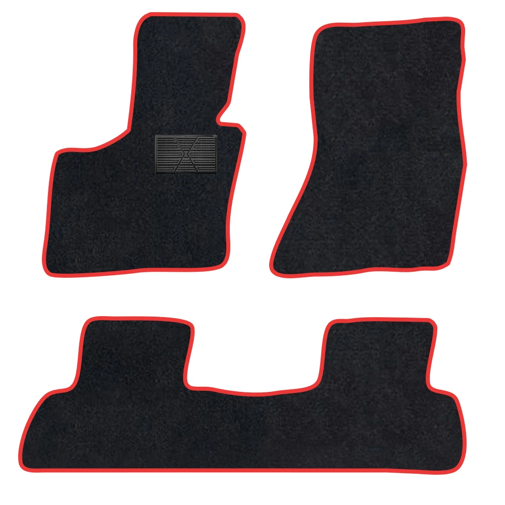 

Car Floor Mat For Bmw X5 2013–2018 F15/F85 Polyester suede Anti Slip black Backing red Binding Trim Edge