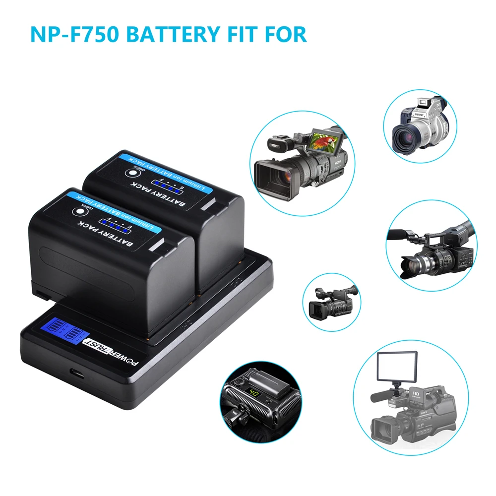 5200mAh NP-F750 NP F750 NP-F770 Battery with Travel Dual Charger for Sony NP F960 F970 NP-F550 CCD-TRV58 TRV215 TR917 V1J z1