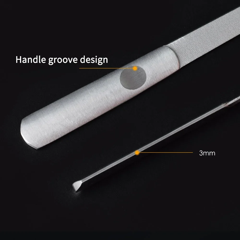 3/4 個爪やすりステンレス鋼プロフェッショナルデュアルヘッドサンドペーパー研磨光沢のある爪強化ツール指の爪ケア