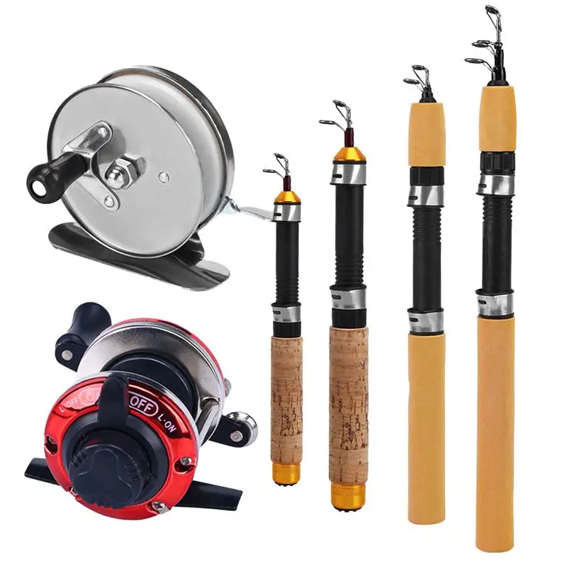 

Ice Fishing Rod With Reel Mini Telescopic Fishing Rod 60 80 100CM Carbon River Shrimp Carp Fishing Pole For Winter Fishing Gears