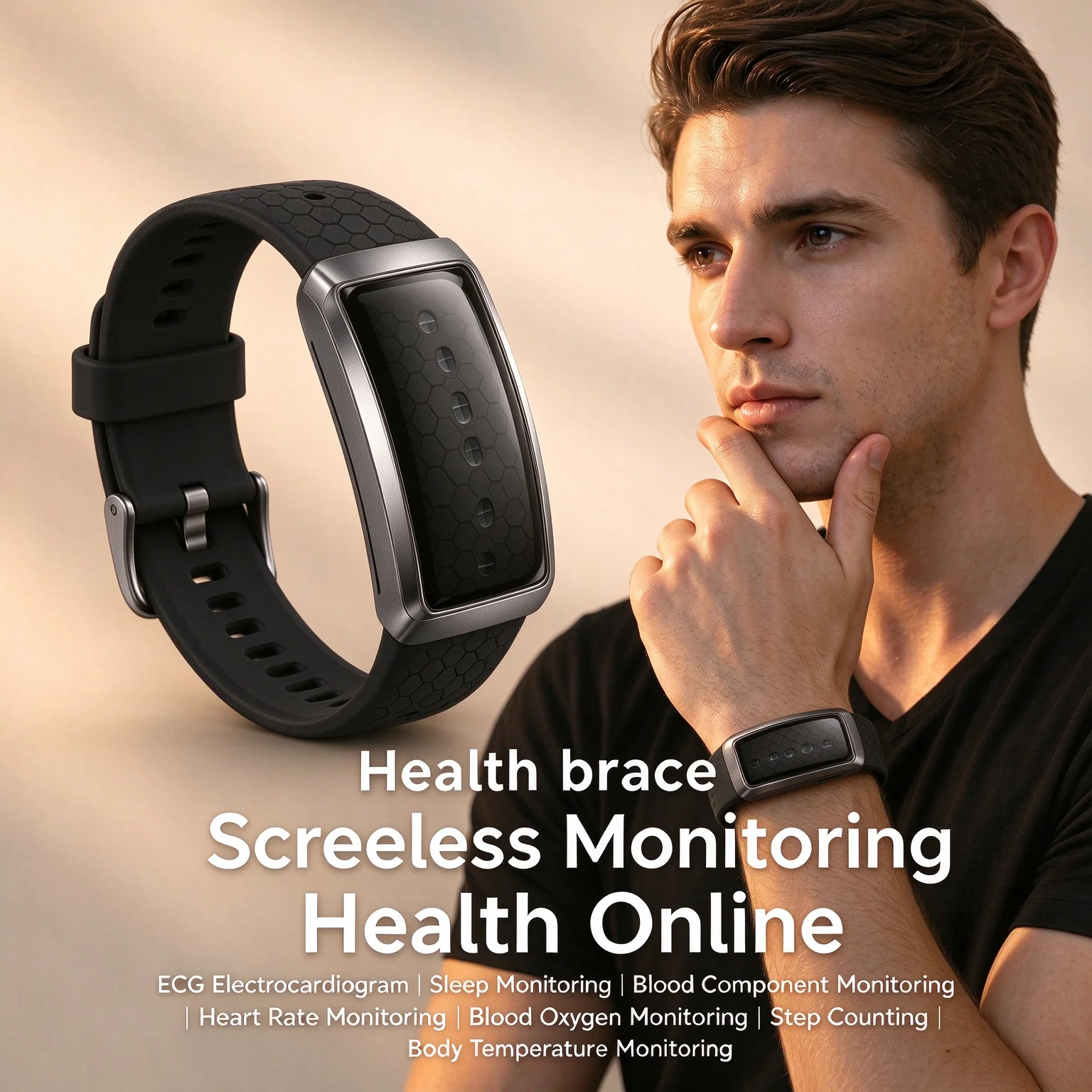 2026 New Screenless Health ECG Smart Bracelet Heart Rate Blood Pressure Sleep Monitoring Call Reminder Waterproof Sport Bands