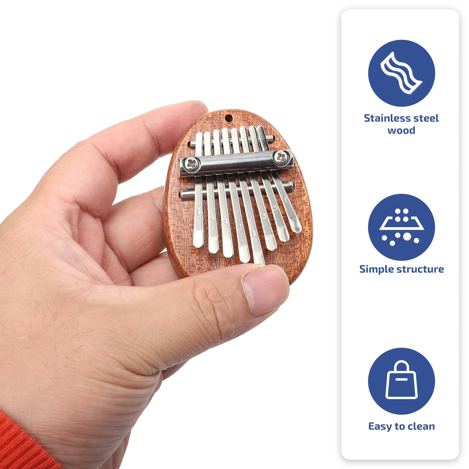 

Solid Wood Water Drop Thumb Piano Eight-tone Mini Finger Kalimba Exquisite Portable Stainless Steel Child for Adults