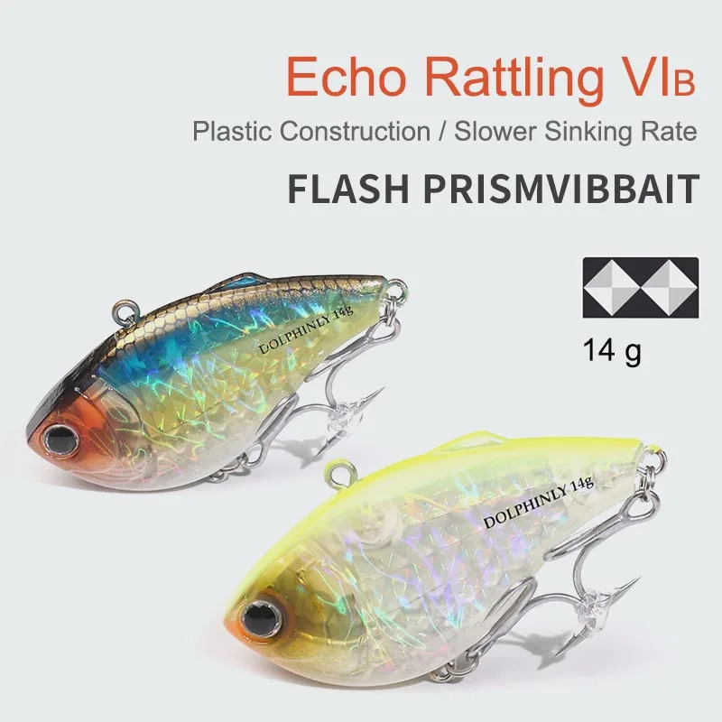 Leurre de pêche VIB coulant 14g, crankbait sans queue avec sonnette intégrée et prisme flash pour achigan et brochet