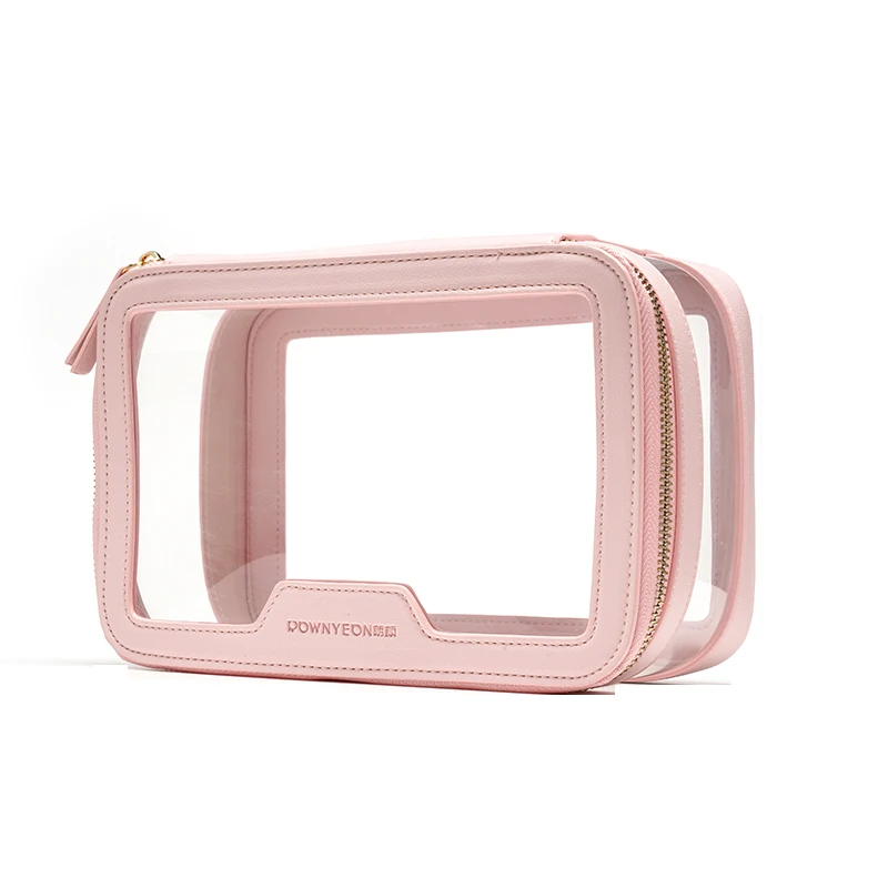 Rownyeon 2023 Transparent Clear Square Cosmetic Organizer Case Travel Small Pvc Makeup Zipper Bag