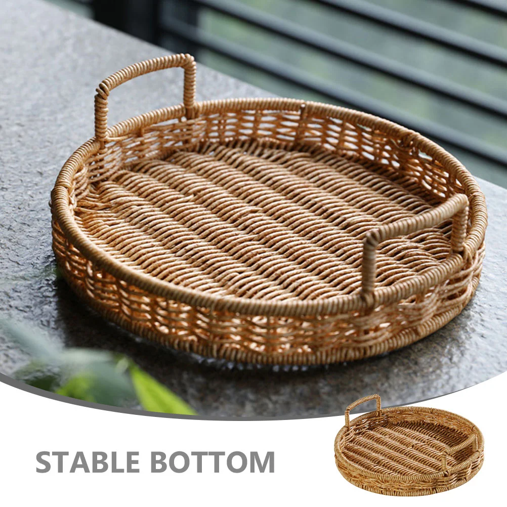 Bread Basket Tray Rattan Multifunctional Storage Rack Weaving Plastic Sundries Organizer