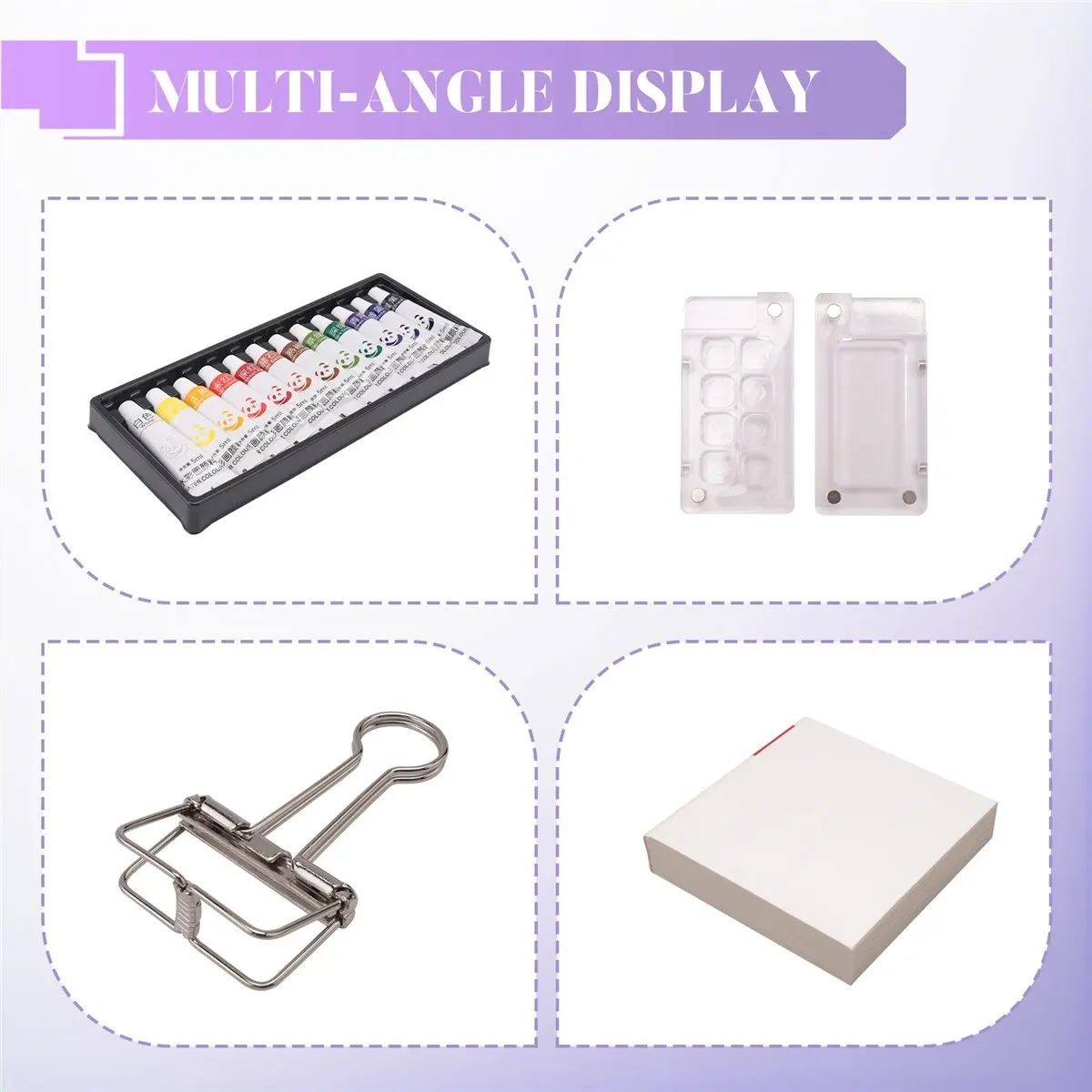 DT38 Travel Ready Paint Palette Bundle, Mini Travel Paint Palette Acrylic, Paint Palette Mini with Binder Clips,C