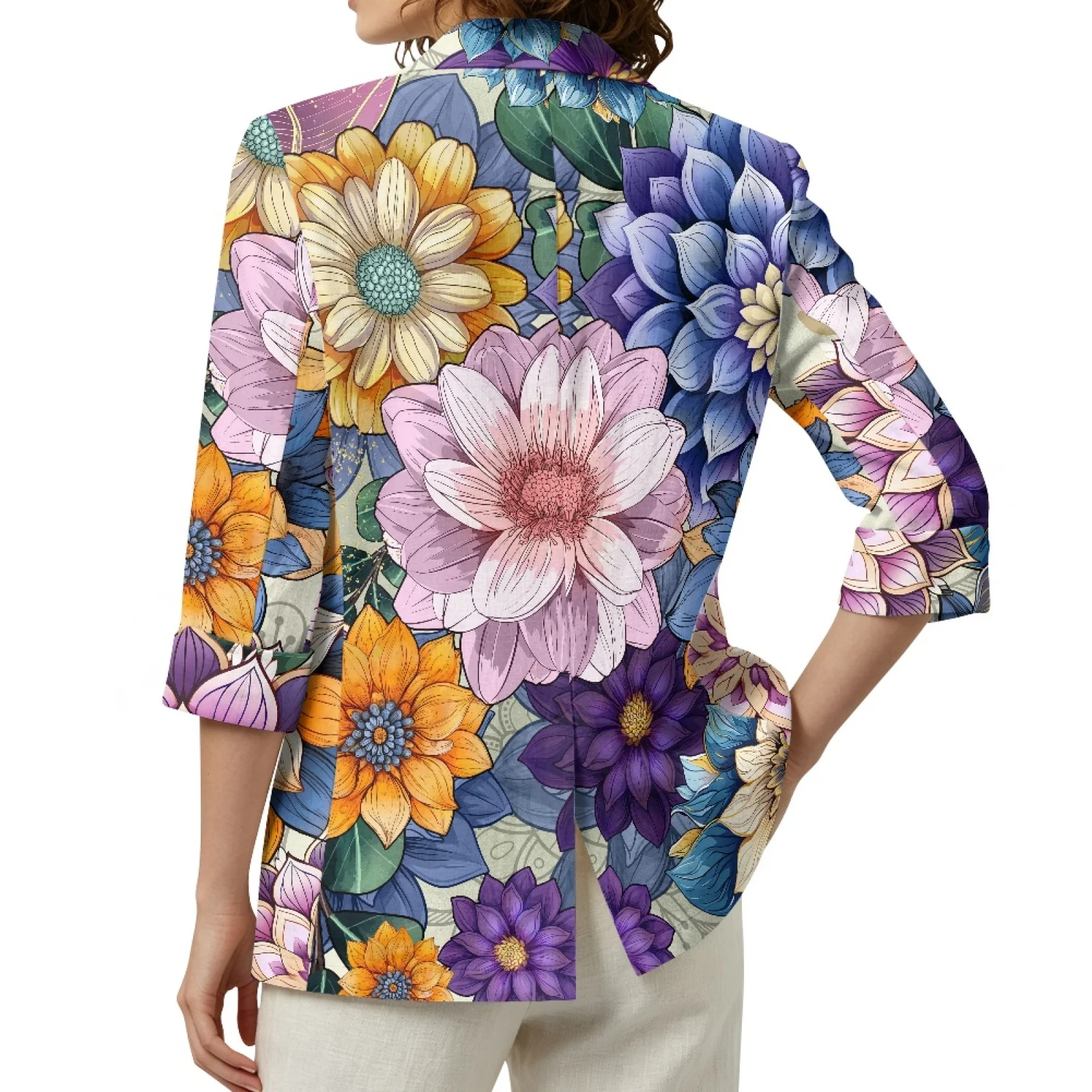 PENSTROLL Flower Design Casual Dressy Tops for Beach Linen Style Beach Coverups S-3XL view 2