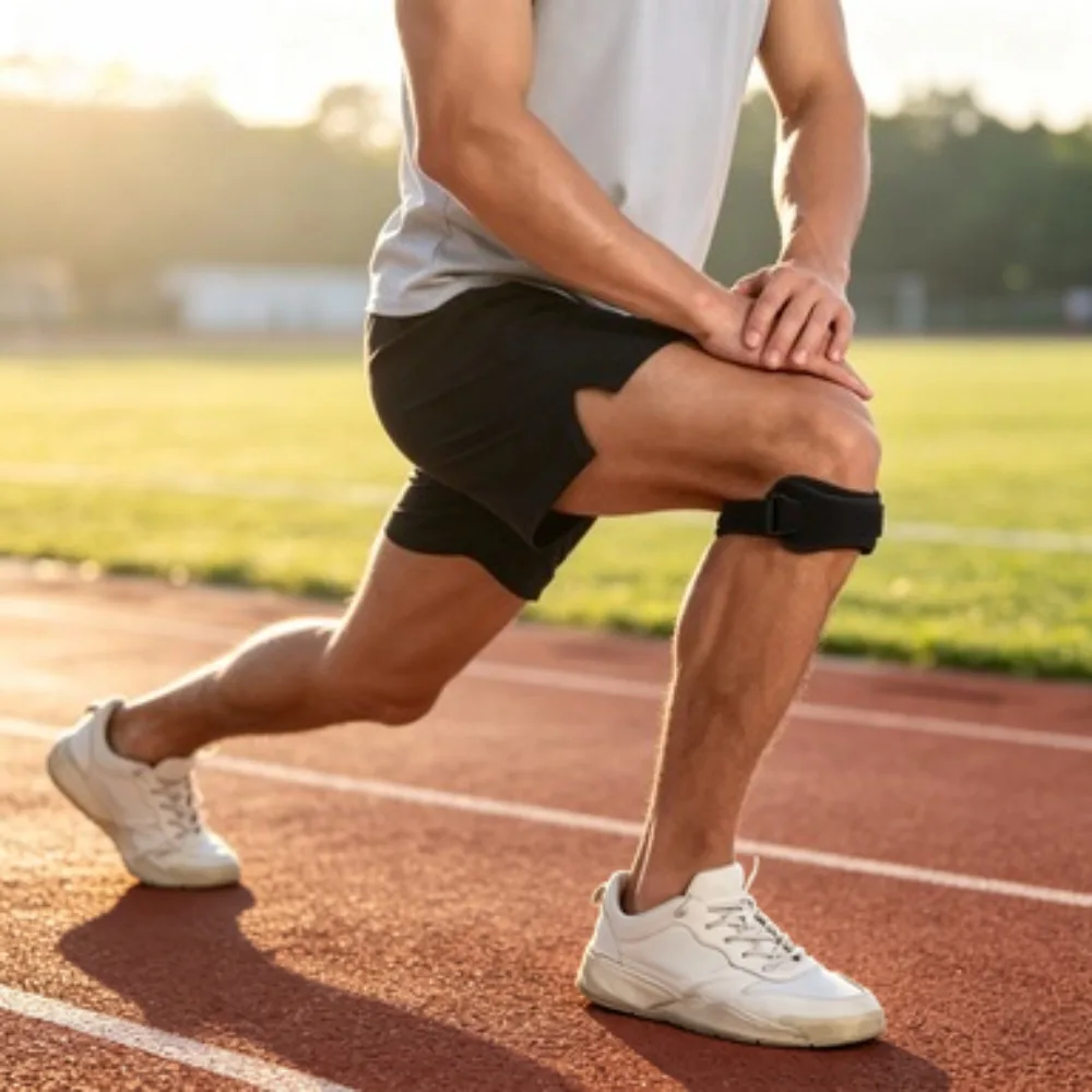 1PCS Adjustable Patellar Tendon Knee Support Strap Brace, Shock Absorbing Compression Knee Pad for Basketball Sports