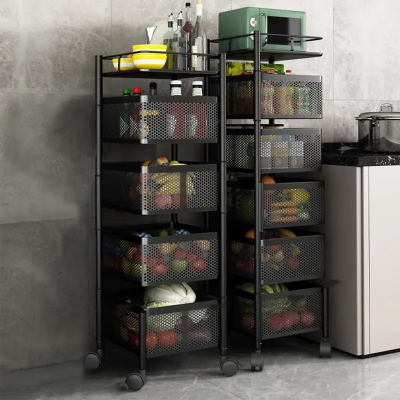 Imagem -04 - Cozinha Multicamadas Frutas e Vegetais Prateleira com Roda Fruit Rack Snacks Organizadores Grande Capacidade Rotativo