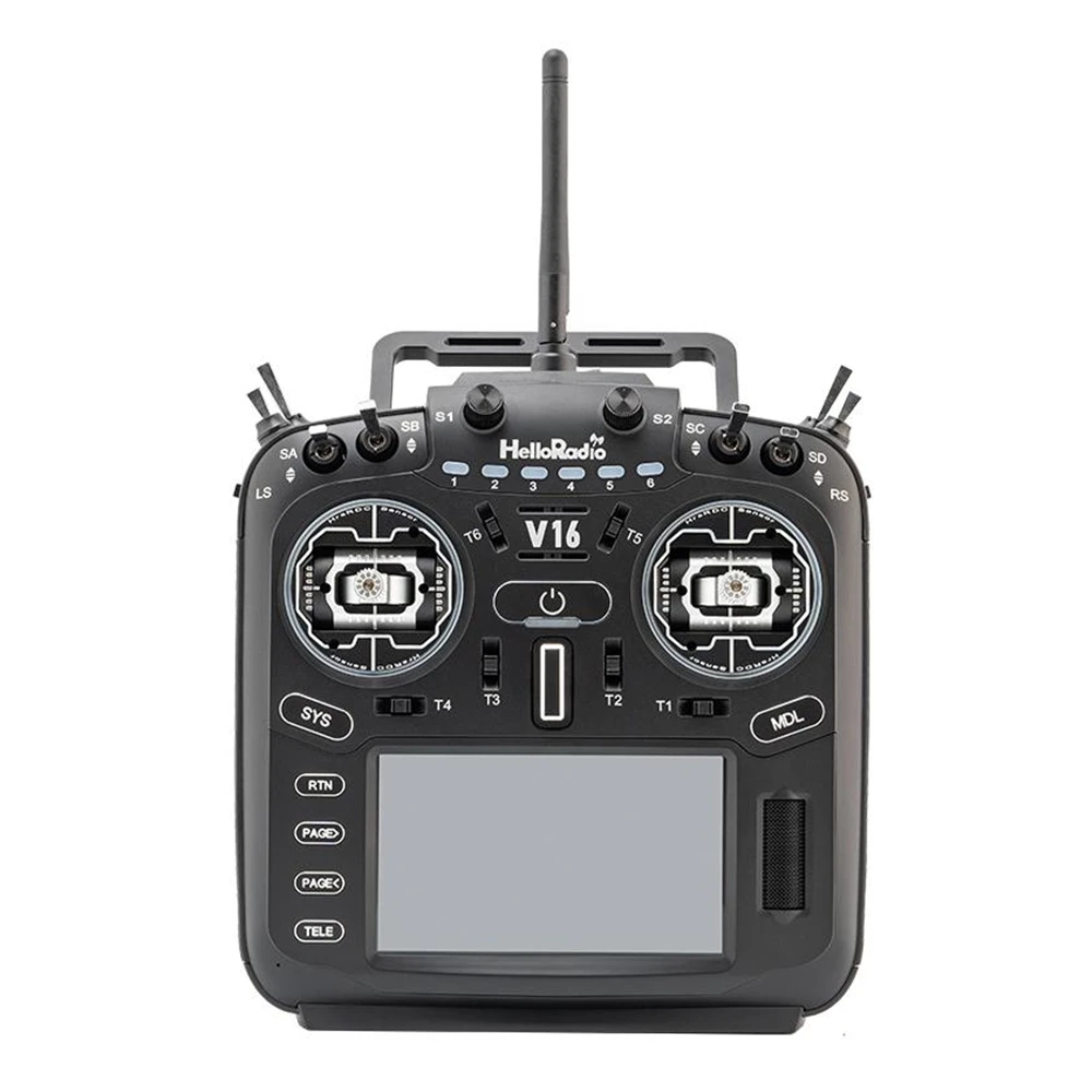 วิทยุส่งสัญญาณ HelloRadioSky V16R ในตัว 1W ELRS 4-in-1 CNC RDC90 พร้อมกิมบอลโลหะ โหมด 2 พร้อมหน้าจอสัมผัส 4.3 นิ้ว สำหรับการแข่งขัน FPV