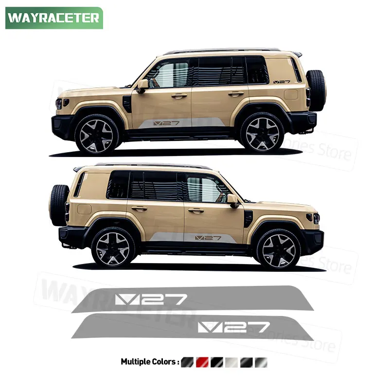 

Racing Sport Car Door Side Skirt Stripes Graphics Vinyl Decal Car Sticker For Chery ICAR V27 2026 Off Road Exterior Accessories